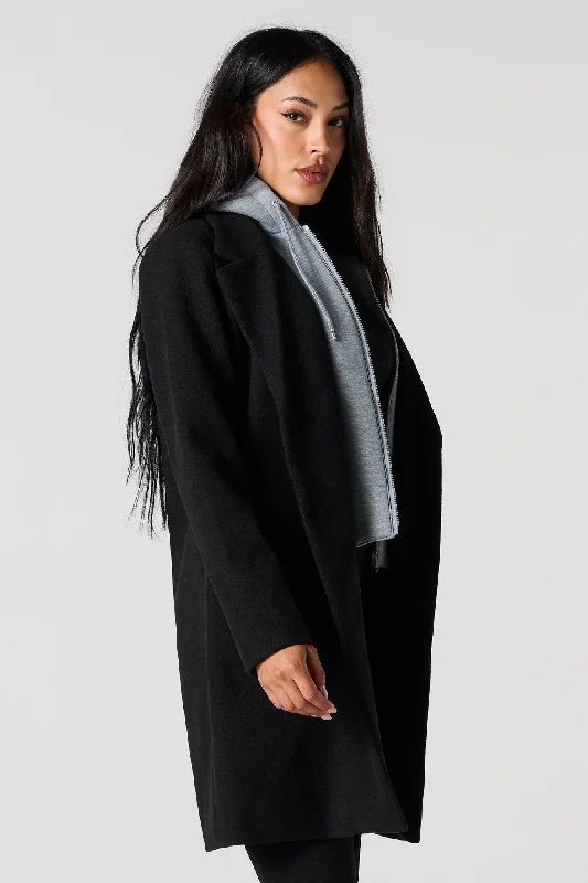 Oversized women's wool coats in a monochromatic look for a trendy outfitButtoned Zip-Up Combo Jacket Oversized women's wool coats in a monochromatic look for a trendy outfitButtoned Zip-Up Combo Jacket