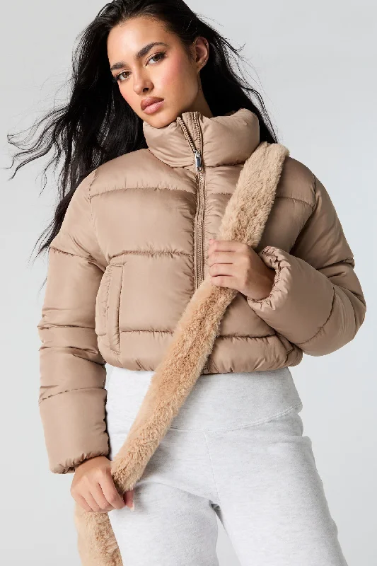 Women's pea coats with brass buttons for a nautical - inspired styleCropped Puffer Jacket Women's pea coats with brass buttons for a nautical - inspired styleCropped Puffer Jacket