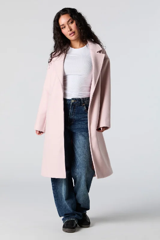 Women's longline double - breasted camel coats for a sophisticated lookSingle Button Midi Coat