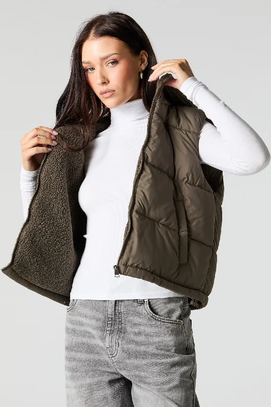 Shearling - lined women's leather coats for ultimate warmth and luxurySherpa Lined Puffer Vest Shearling - lined women's leather coats for ultimate warmth and luxurySherpa Lined Puffer Vest
