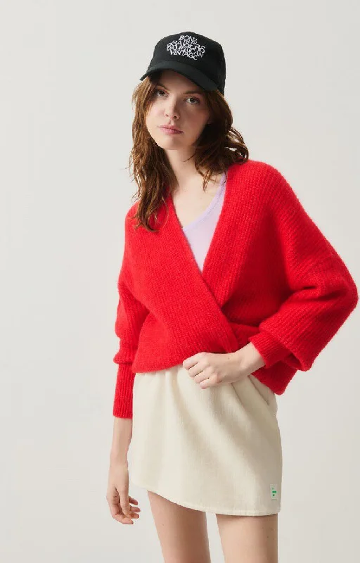 long length women cardigan with side slitsCardigan East19a Piment-Chine