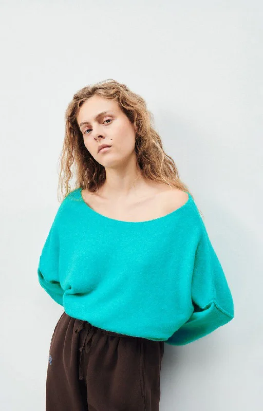 v neck women cardigan to elongate the necklinePullover Dam225 Aquatique-Chine