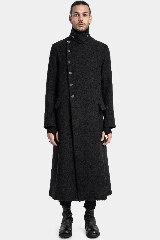 Women's faux fur coats in bright colors for a bold fashion statementAsymmetrical buttoned high neck wool coat Women's faux fur coats in bright colors for a bold fashion statementAsymmetrical buttoned high neck wool coat