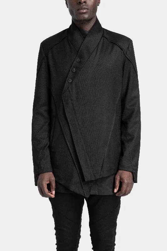 Women's long - sleeve wool coats in a houndstooth pattern for a classic charmAsymmetrical buttoned jacket Women's long - sleeve wool coats in a houndstooth pattern for a classic charmAsymmetrical buttoned jacket