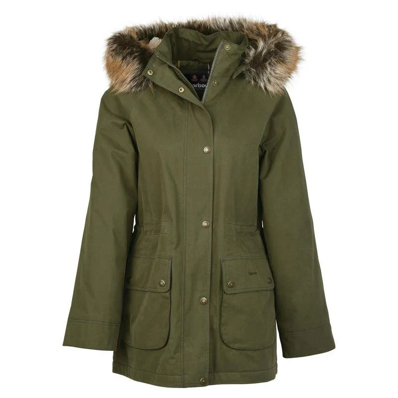 Mid - length women's down coats in a slim fit for a modern and sleek appearanceBarbour Meadow Ladies Waterproof Jacket - Olive/Classic Mid - length women's down coats in a slim fit for a modern and sleek appearanceBarbour Meadow Ladies Waterproof Jacket - Olive/Classic