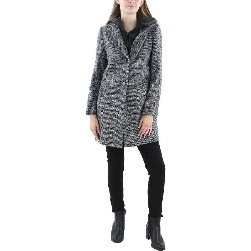 Women's long - sleeve wool coats in a houndstooth pattern for a classic charmWomens Wool Blend Hooded Walker Coat Women's long - sleeve wool coats in a houndstooth pattern for a classic charmWomens Wool Blend Hooded Walker Coat