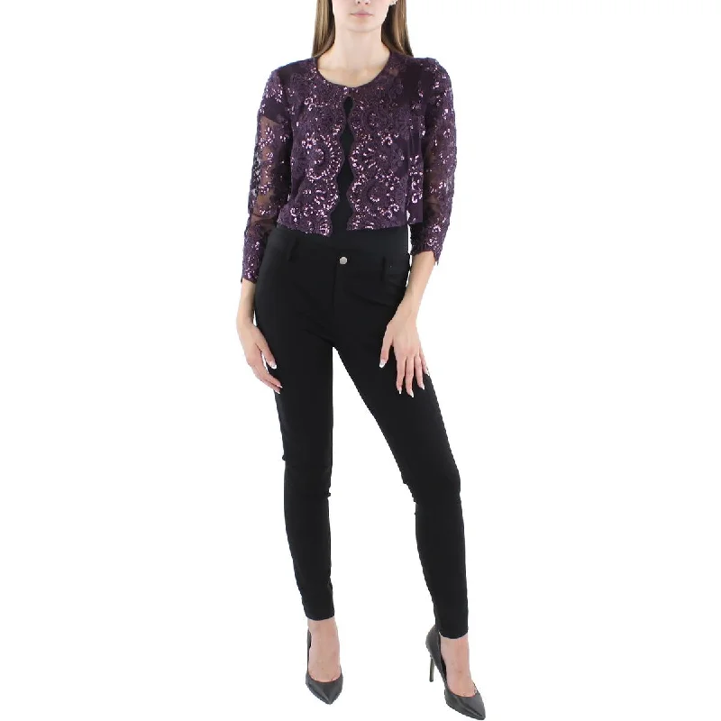 Embroidered women's cotton coats in a bohemian pattern for a unique designPetites Womens Sequined Scalloped Bolero Embroidered women's cotton coats in a bohemian pattern for a unique designPetites Womens Sequined Scalloped Bolero