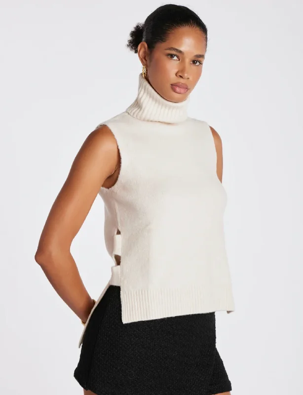 cropped women cardigan to pair with high - waisted jeansFrankie Turtleneck, Ivory