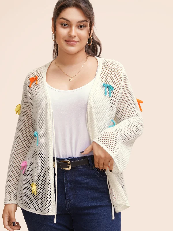open front women cardigan for easy stylingBowknot Tie Knot Bell Sleeve Cardigan