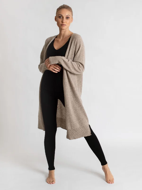 hooded women cardigan for added warmth and styleCashmere cardigan "Linnea" - toast