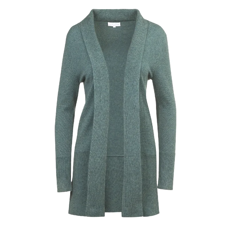 hand knitted women cardigan with artisanal charmLong Cardigan in Sea Green