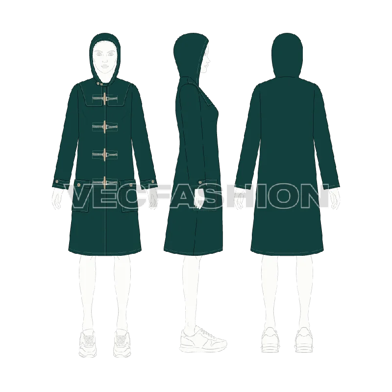 Women's knee - length wool blend coats with a fur collar for added warmthWomen's Classic Duffle Coat Women's knee - length wool blend coats with a fur collar for added warmthWomen's Classic Duffle Coat