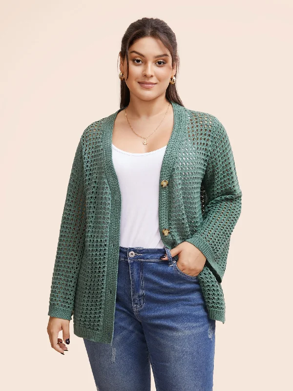 organic cotton women cardigan for an eco - friendly choiceCotton Texture Cut Out Bell Sleeve Cardigan organic cotton women cardigan for an eco - friendly choiceCotton Texture Cut Out Bell Sleeve Cardigan