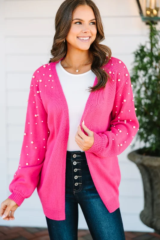 cashmere blend women cardigan for a luxurious feelGet Going Fuchsia Pink Embellished Cardigan