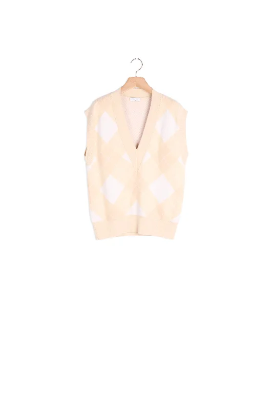 cashmere blend women cardigan for a luxurious feelPull sans manches jacquard