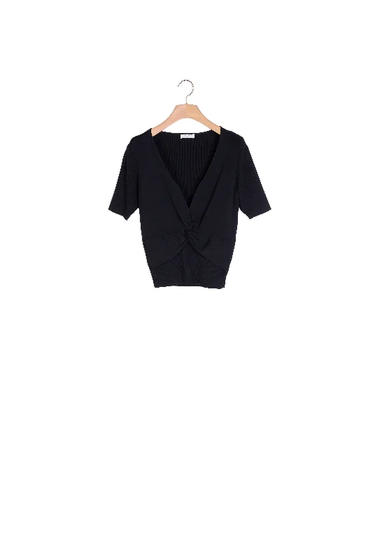 lightweight women cardigan for spring and fallTop court en maille côtelée