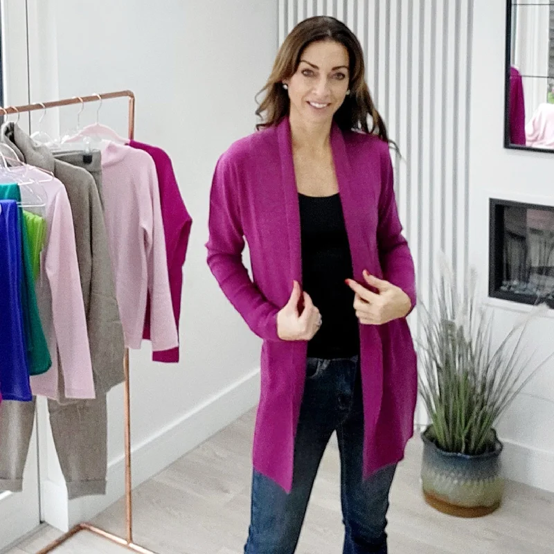 plus size women cardigan for comfortable layeringLong Cashmere Cardigan in Loganberry plus size women cardigan for comfortable layeringLong Cashmere Cardigan in Loganberry