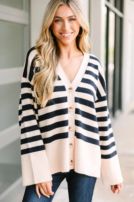 lightweight women cardigan for spring and fallLooking Out Natural Striped Cardigan