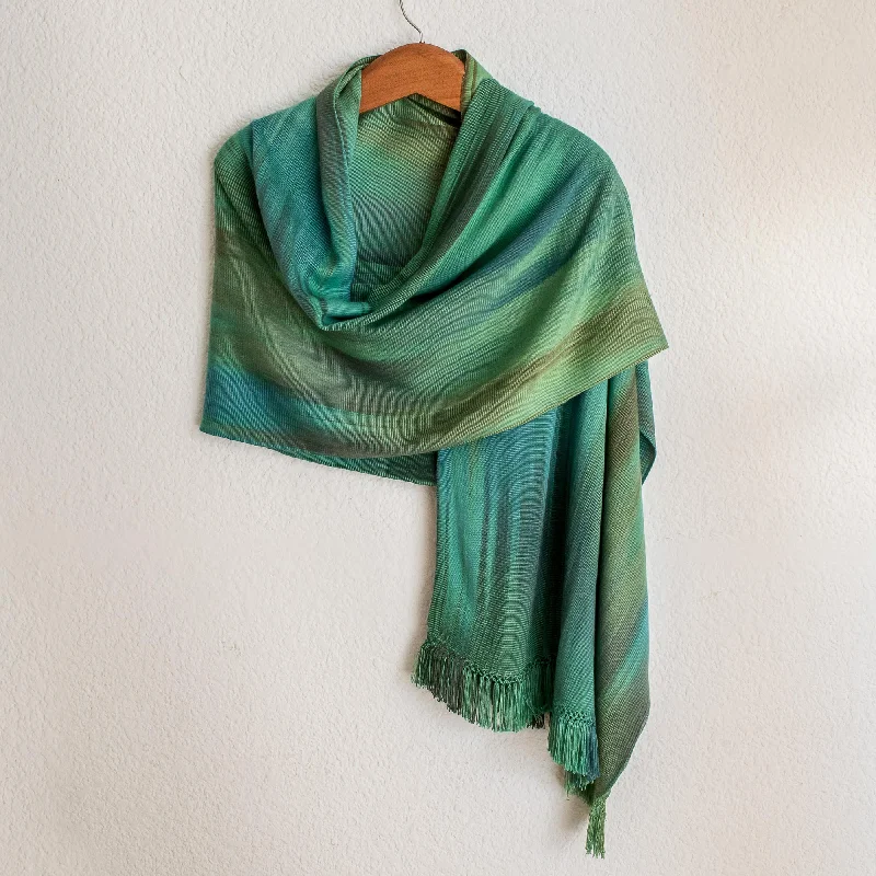 long length women cardigan with side slitsPeaceful Green and Turquoise Hand Woven Rayon Chenille Shawl long length women cardigan with side slitsPeaceful Green and Turquoise Hand Woven Rayon Chenille Shawl