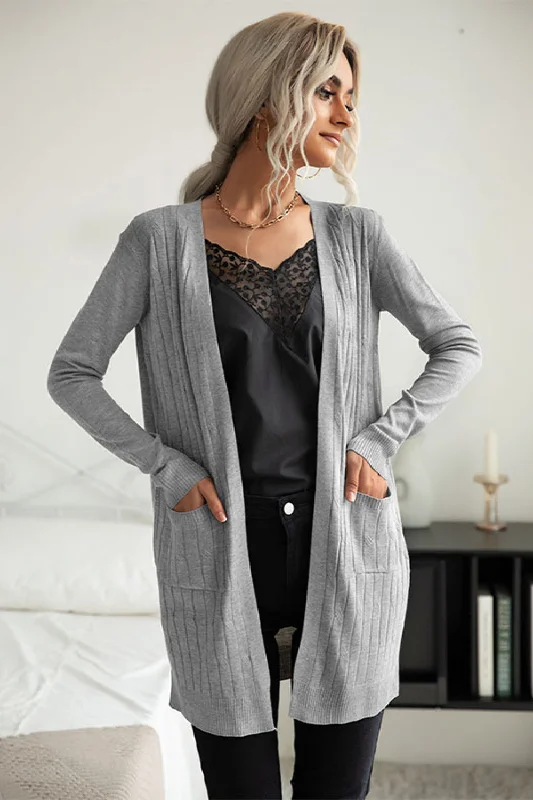floral print women cardigan for a feminine touchPerfee Ribbed Longline Open Front Cardigan floral print women cardigan for a feminine touchPerfee Ribbed Longline Open Front Cardigan