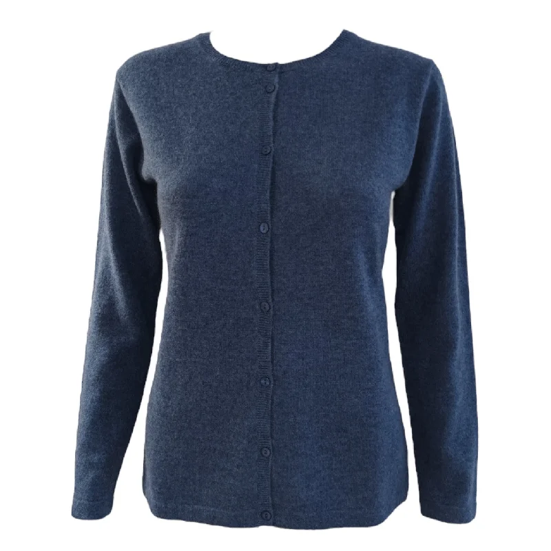 oversized women cardigan for a trendy and cozy lookRound Neck Cashmere Cardigan in Denim Blue oversized women cardigan for a trendy and cozy lookRound Neck Cashmere Cardigan in Denim Blue