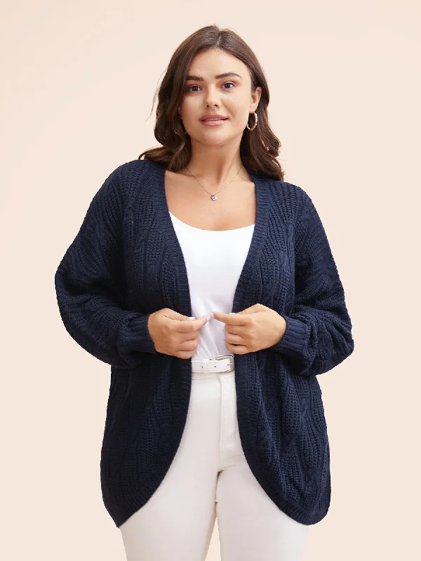 cable knit women cardigan with intricate patternsSolid Curved Hem Dolman Sleeve Cardigan cable knit women cardigan with intricate patternsSolid Curved Hem Dolman Sleeve Cardigan