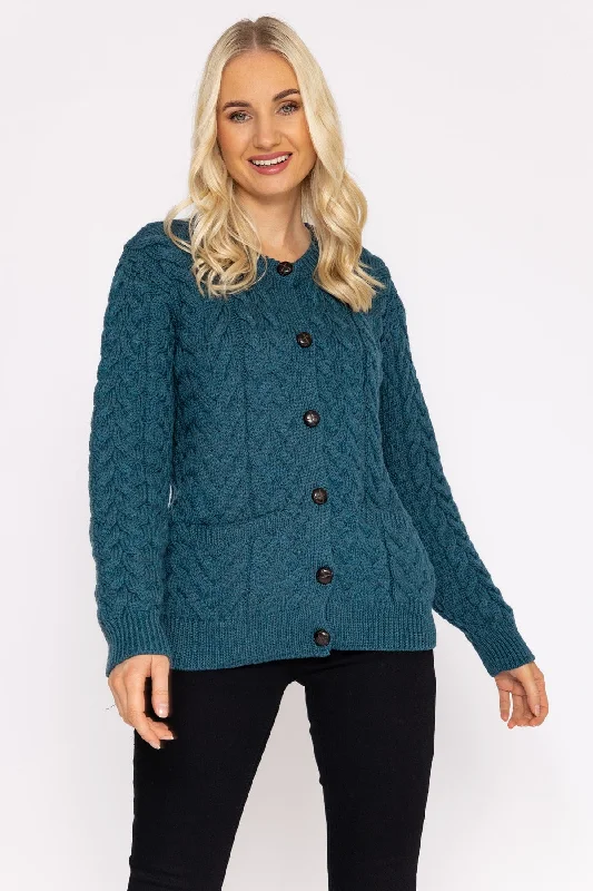 maternity women cardigan for expecting momsSuper Soft Merino Wool Cardigan in Teal