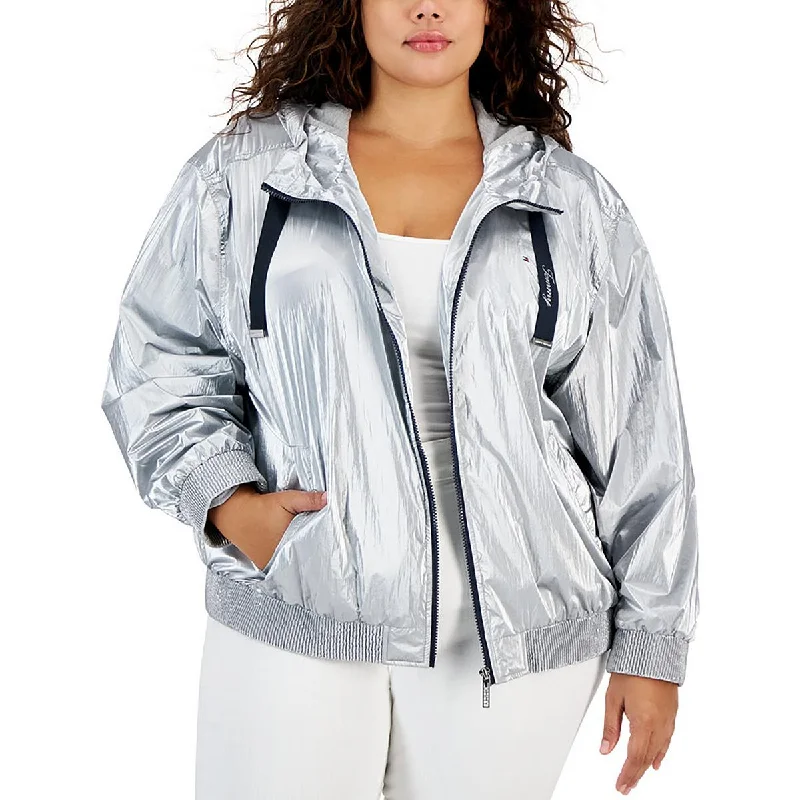 Women's longline double - breasted camel coats for a sophisticated lookTommy Hilfiger Womens Plus Logo Nylon Windbreaker Jacket Women's longline double - breasted camel coats for a sophisticated lookTommy Hilfiger Womens Plus Logo Nylon Windbreaker Jacket