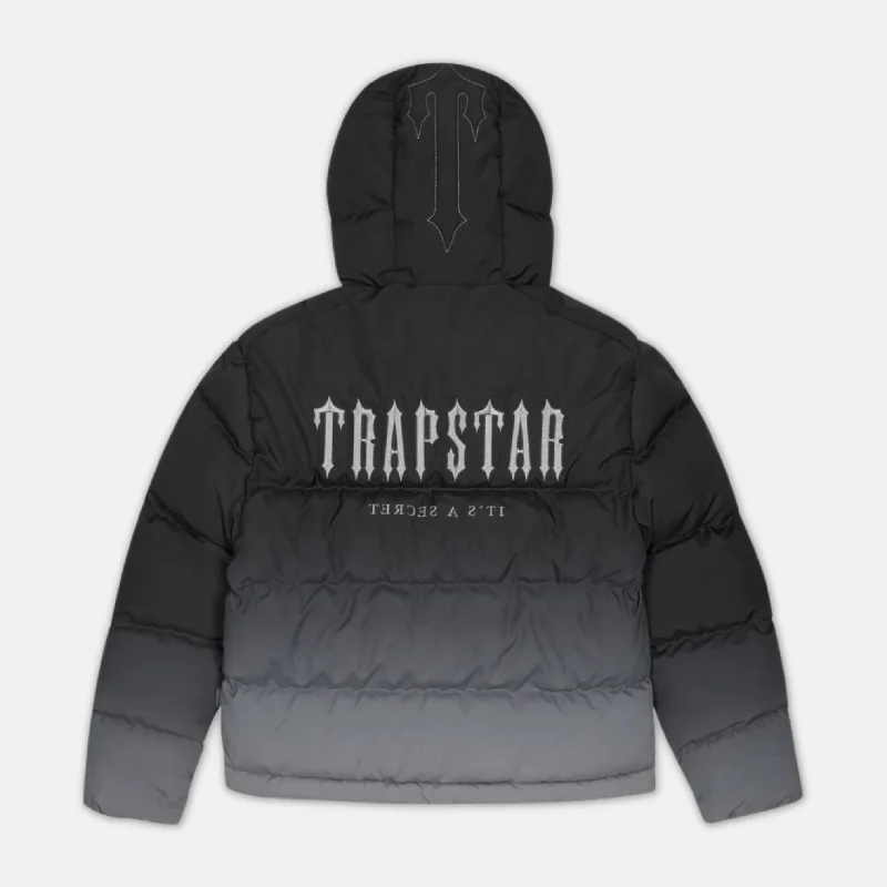 Long women's mac coats in a lightweight fabric for spring showersTrapstar Decoded Hooded Puffer 2.0 Jacket - Black Gradient Long women's mac coats in a lightweight fabric for spring showersTrapstar Decoded Hooded Puffer 2.0 Jacket - Black Gradient