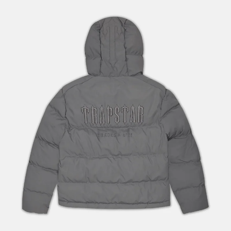 Women's reversible down coats with two - tone designs for versatile stylingTrapstar Decoded Hooded Puffer 2.0 Jacket - Dark Smoke Grey Women's reversible down coats with two - tone designs for versatile stylingTrapstar Decoded Hooded Puffer 2.0 Jacket - Dark Smoke Grey
