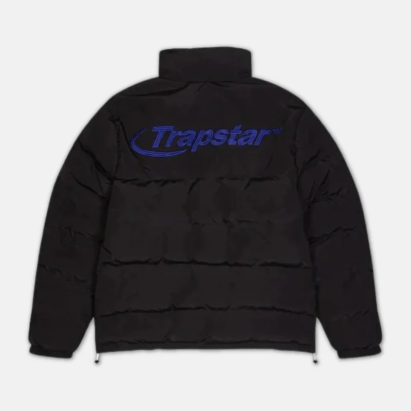 Oversized women's wool coats in a monochromatic look for a trendy outfitTrapstar Hyperdrive Bomber Jacket - Black/Blue Oversized women's wool coats in a monochromatic look for a trendy outfitTrapstar Hyperdrive Bomber Jacket - Black/Blue