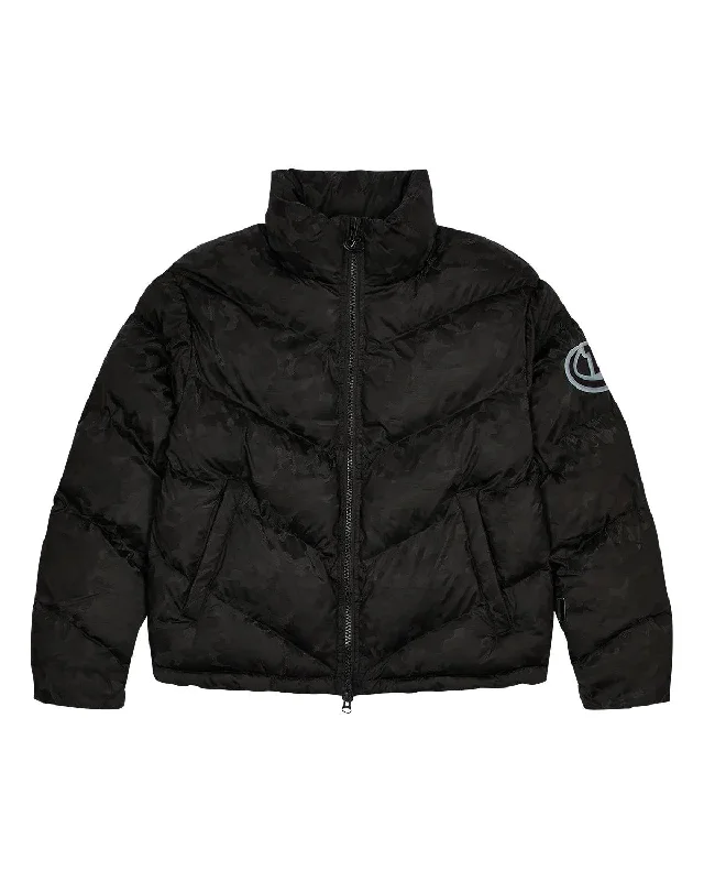 Quilted down women's coats with removable hoods for outdoor activitiesTrapstar Hyperdrive Sleeve Puffer - Black Camo
