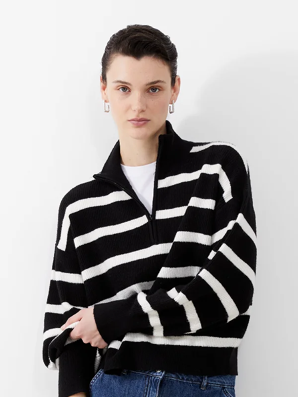 long length women cardigan with side slitsVhari Recycled Stripe Half Zip Jumper