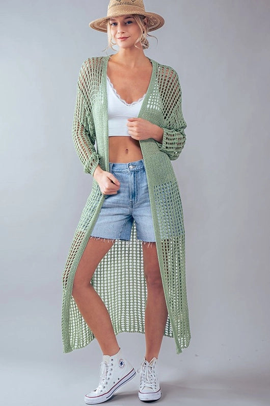 lightweight women cardigan for spring and fallWomen's Crochet Lace Long Summer Cardigan in Sage lightweight women cardigan for spring and fallWomen's Crochet Lace Long Summer Cardigan in Sage