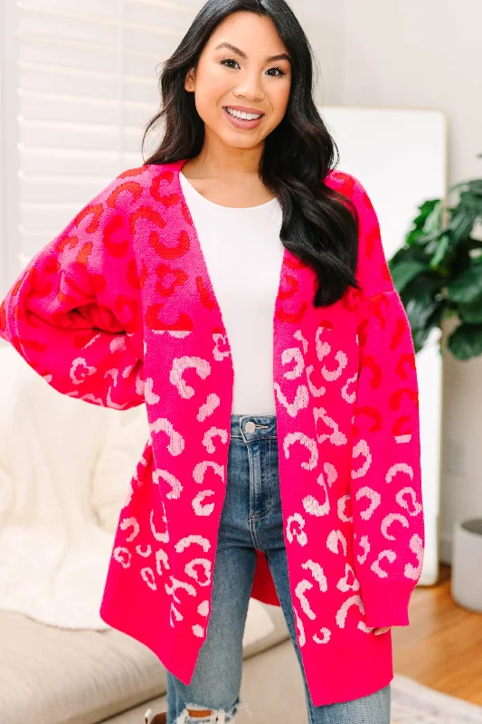 organic cotton women cardigan for an eco - friendly choiceYou're The Reason Hot Pink Leopard Cardigan organic cotton women cardigan for an eco - friendly choiceYou're The Reason Hot Pink Leopard Cardigan