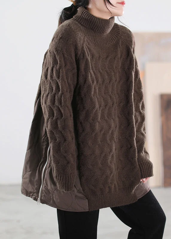Open - Front Women's Cardigan - Style Mohair SweatersOpen - Front Women's Cardigan - Style Mohair SweatersArt Chocolate Turtleneck Zippered Patchwork Thick Knit Sweaters Long Sleeve Open - Front Women's Cardigan - Style Mohair SweatersOpen - Front Women's Cardigan - Style Mohair SweatersArt Chocolate Turtleneck Zippered Patchwork Thick Knit Sweaters Long Sleeve