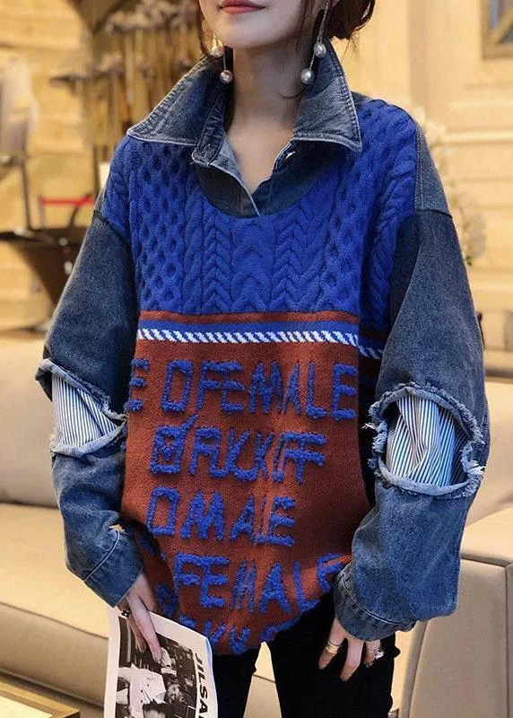 Plus Size Women's Belted Cable Knit SweatersPlus Size Women's Belted Cable Knit SweatersBoho Blue Patchwork Denim Hole Loose Fall Knit Knitted sweaters Plus Size Women's Belted Cable Knit SweatersPlus Size Women's Belted Cable Knit SweatersBoho Blue Patchwork Denim Hole Loose Fall Knit Knitted sweaters