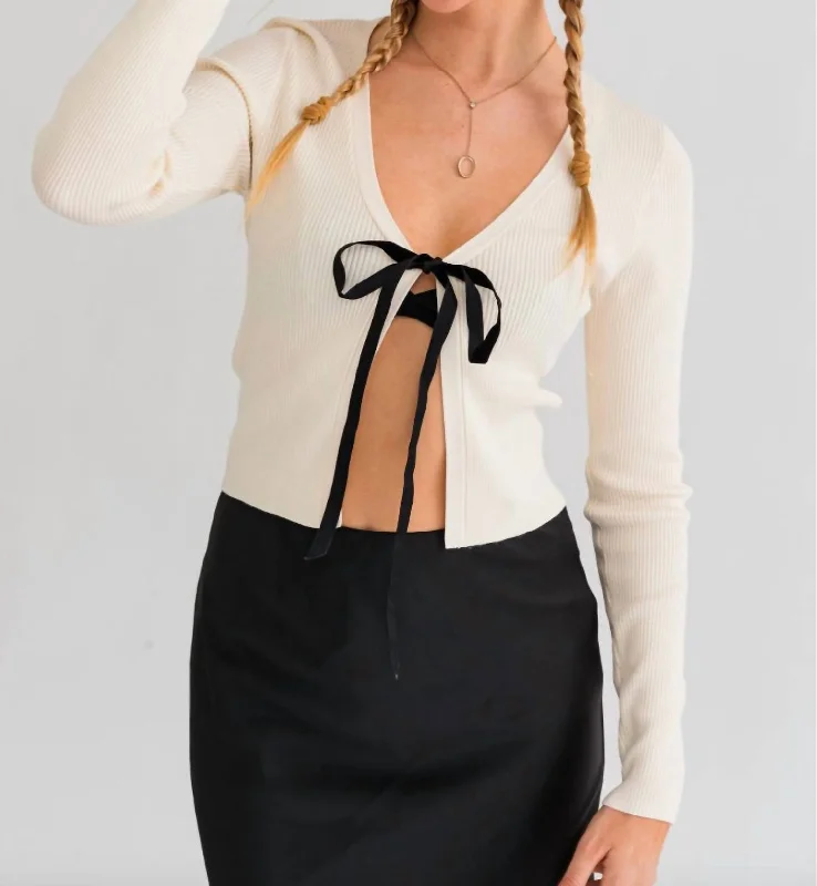 cashmere blend women cardigan for a luxurious feelBow Cardigan In Off White