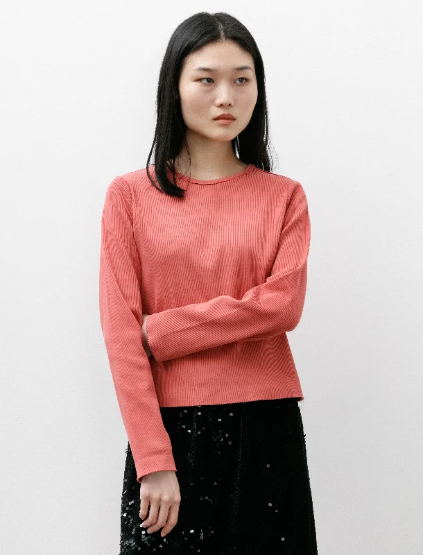 Organic Cotton Women T Shirt for Eco - Conscious WearersFitted Rib T-Shirt LS Coral