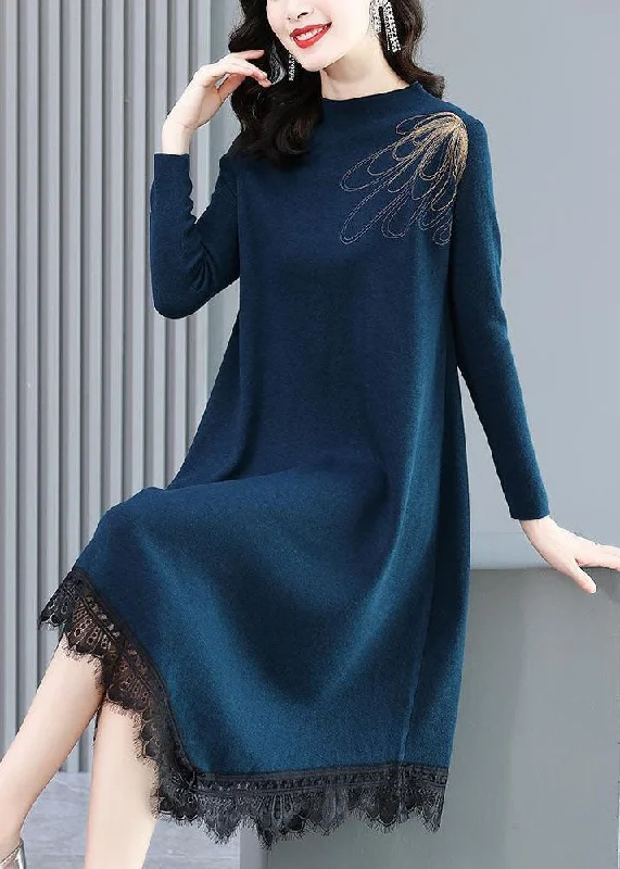 Button - Down Women's Shetland Wool Sweaters in Traditional PatternsBall Gown Women Dress with a Full Skirt for a Princess - like LookCasual Blue High Neck Lace Patchwork Knit Sweater Dress Long Sleeve Button - Down Women's Shetland Wool Sweaters in Traditional PatternsBall Gown Women Dress with a Full Skirt for a Princess - like LookCasual Blue High Neck Lace Patchwork Knit Sweater Dress Long Sleeve