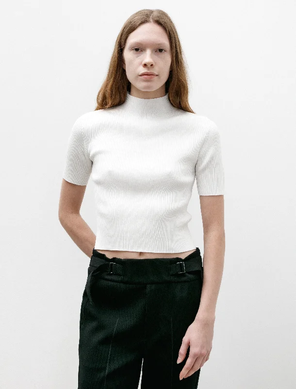 Striped Women T Shirt in a Classic PatternPortrait Short Sleeve Top White