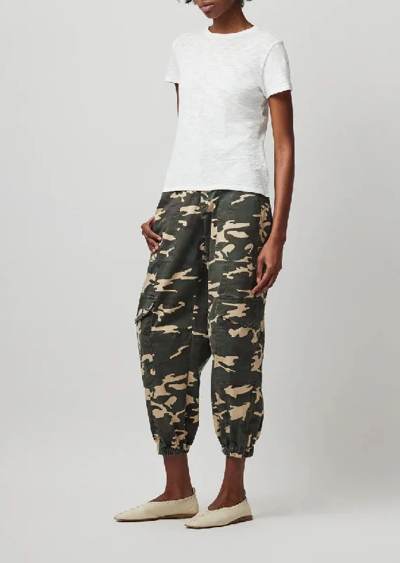 Crew Neck Women T Shirt with a Timeless DesignWashed Cotton Twill with Camo Print Cargo Pant - Classic Camo Crew Neck Women T Shirt with a Timeless DesignWashed Cotton Twill with Camo Print Cargo Pant - Classic Camo