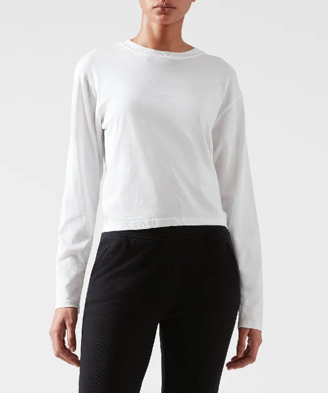 Long Sleeve Women T Shirt for Cooler WeatherClassic Jersey Long Sleeve Boy Tee - White Long Sleeve Women T Shirt for Cooler WeatherClassic Jersey Long Sleeve Boy Tee - White