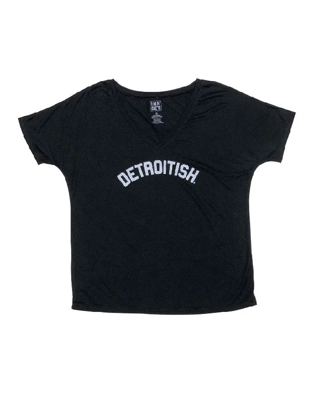 Crew Neck Women T Shirt with a Timeless DesignInk Detroit Detroitish Women's slouchy v-neck t-shirt - Black Crew Neck Women T Shirt with a Timeless DesignInk Detroit Detroitish Women's slouchy v-neck t-shirt - Black