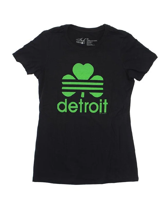 V - Neck Women T Shirt to Enhance the NecklineInk Detroit Retro Cloverleaf Women's Junior Fit T-Shirt - Black V - Neck Women T Shirt to Enhance the NecklineInk Detroit Retro Cloverleaf Women's Junior Fit T-Shirt - Black