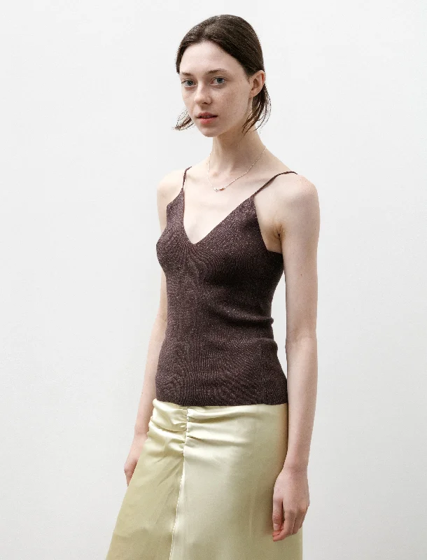 Crop Top Women T Shirt to Pair with High - Waisted BottomsGlitter Camisole Burgundy