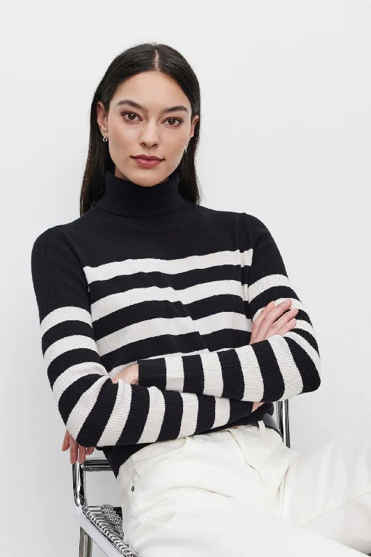 Sleeveless Women's Silk - Trimmed Sweaters for SummerSleeveless Women's Silk - Trimmed Sweaters for SummerKorie Turtleneck Sweater in Black/Chalk Sleeveless Women's Silk - Trimmed Sweaters for SummerSleeveless Women's Silk - Trimmed Sweaters for SummerKorie Turtleneck Sweater in Black/Chalk