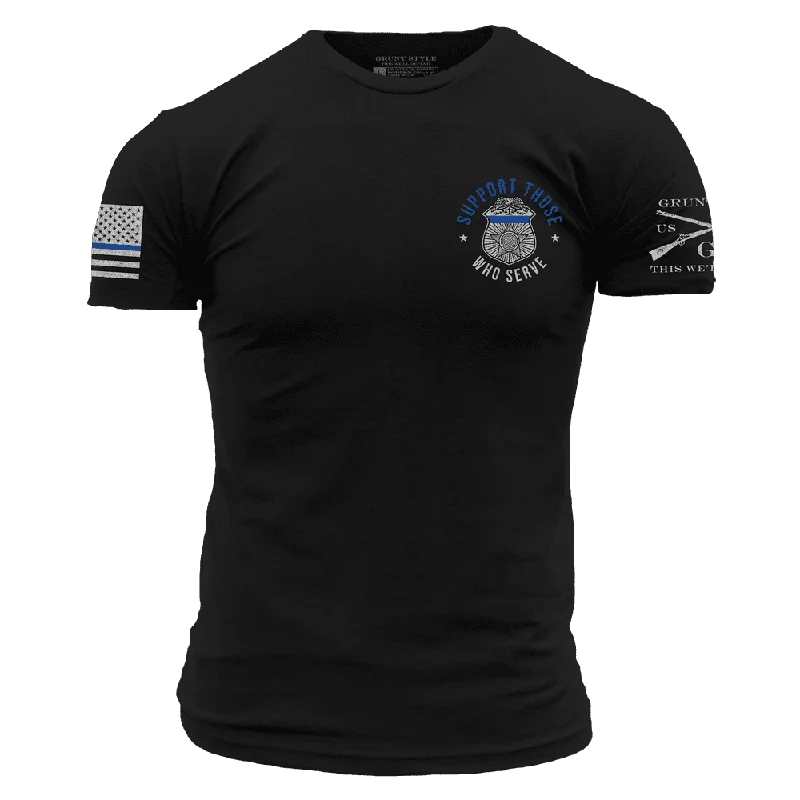 Organic Cotton Women T Shirt for Eco - Conscious WearersBlue Line Support Those Who Serve T-Shirt - Black Organic Cotton Women T Shirt for Eco - Conscious WearersBlue Line Support Those Who Serve T-Shirt - Black