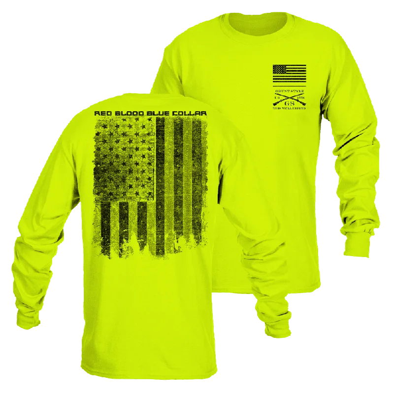 Sequined Women T Shirt for a Sparkly Night OutRed Blood Blue Collar® Long Sleeve - Safety Green Sequined Women T Shirt for a Sparkly Night OutRed Blood Blue Collar® Long Sleeve - Safety Green