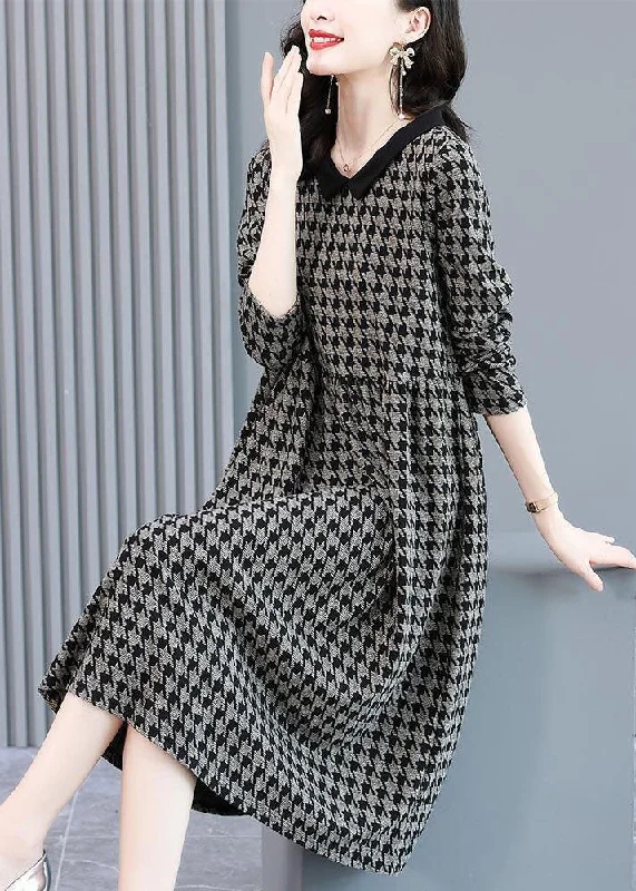 Button - Down Women's Shetland Wool Sweaters in Traditional PatternsBall Gown Women Dress with a Full Skirt for a Princess - like LookOriginal Design Black Peter Pan Collar Plaid Knit Sweater Dress Long Sleeve Button - Down Women's Shetland Wool Sweaters in Traditional PatternsBall Gown Women Dress with a Full Skirt for a Princess - like LookOriginal Design Black Peter Pan Collar Plaid Knit Sweater Dress Long Sleeve